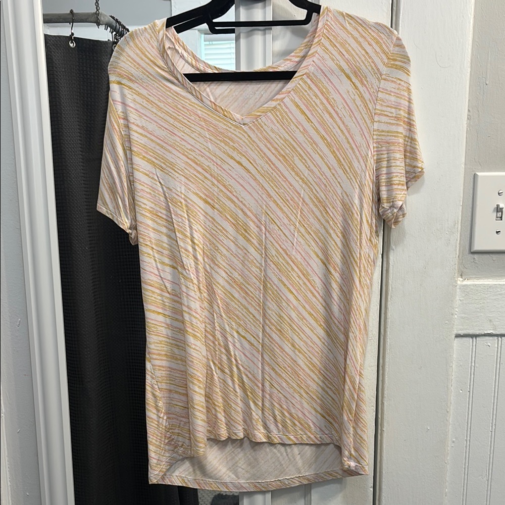 Apt. 9 Cream Short Sleeve Ribbed T-Shirt